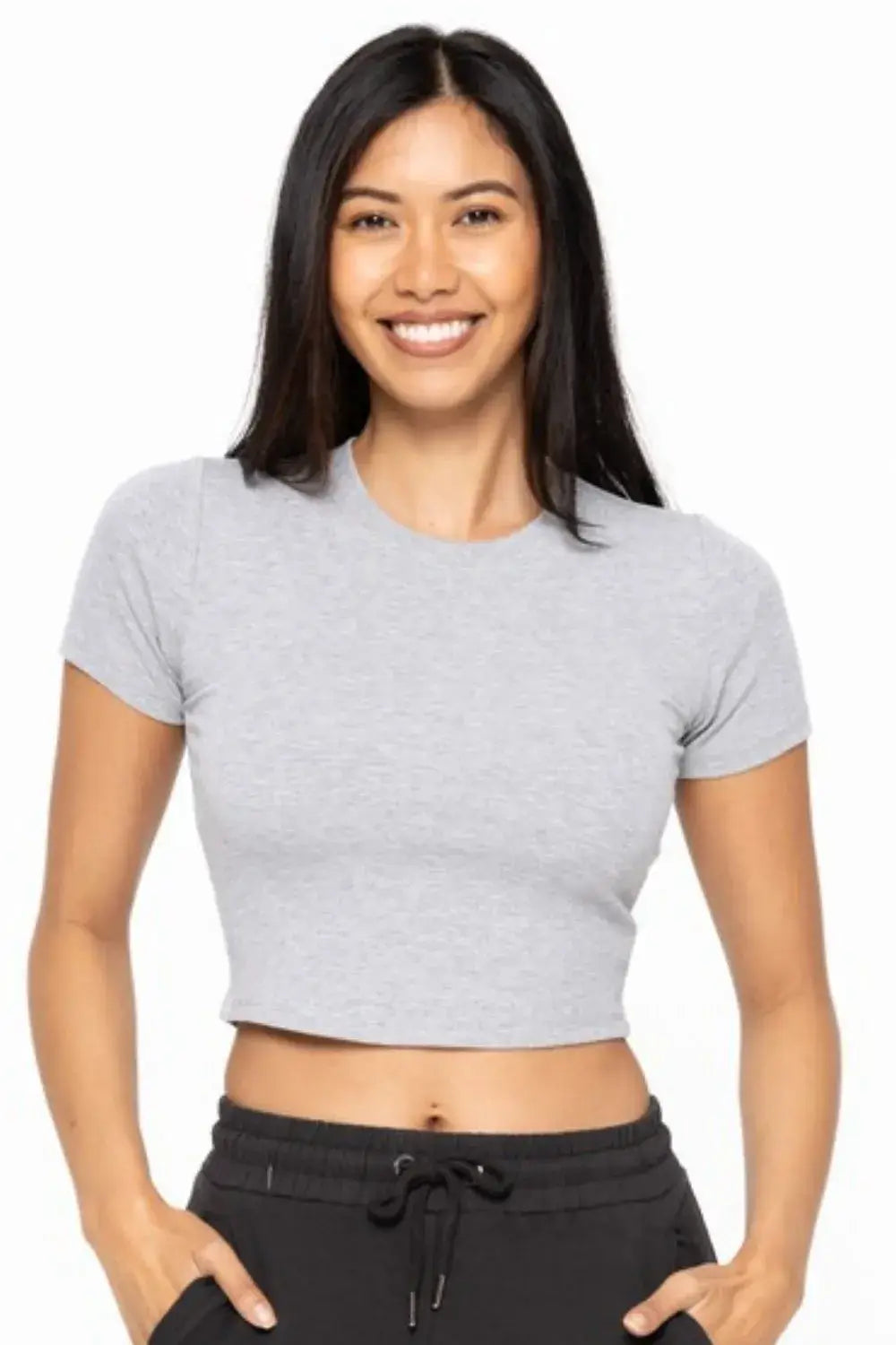 MONO B Essential Micro-ribbed Cropped Athleisure Tee