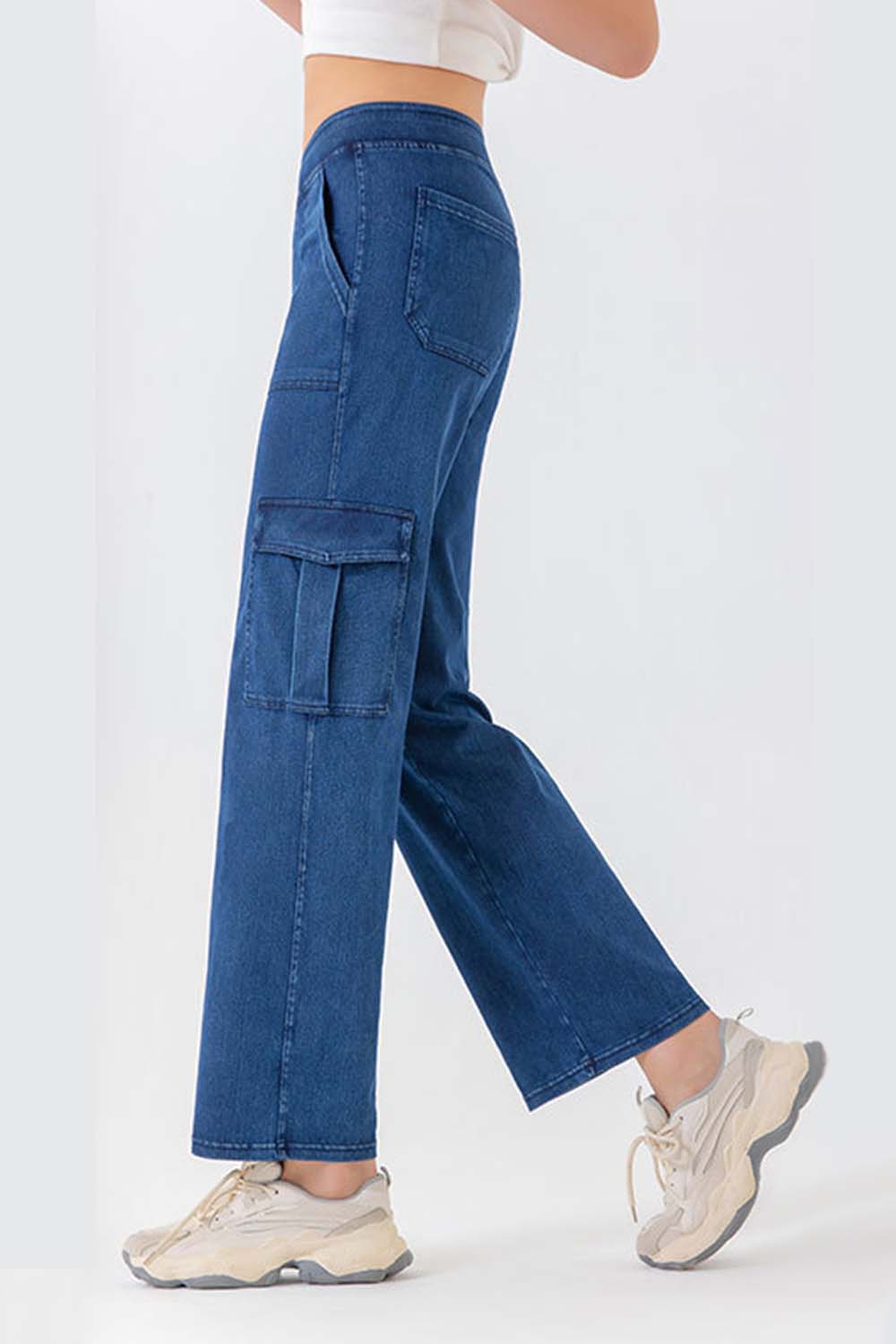Buttoned Pocketed Long Jeans - felvior