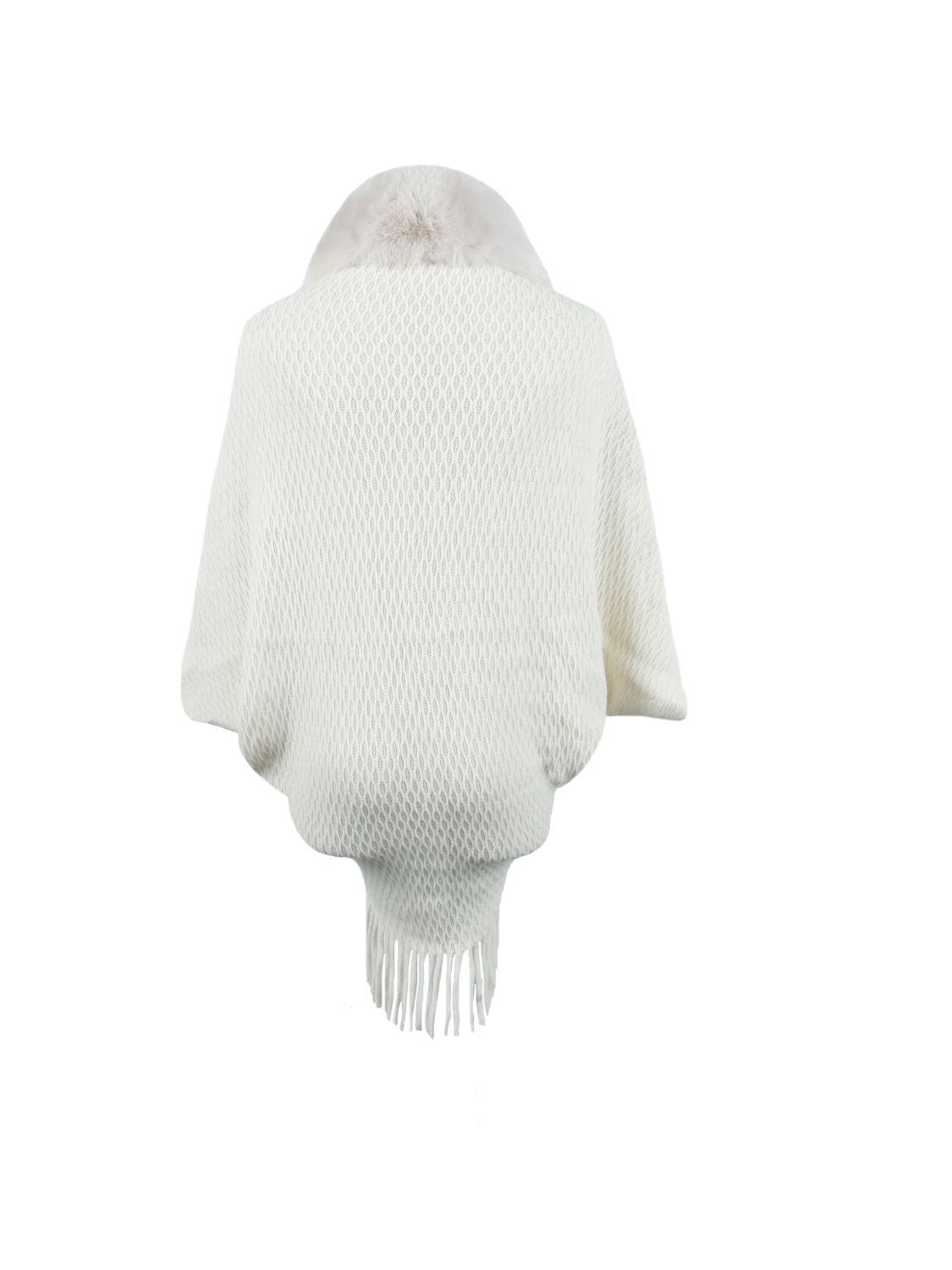 Open Front Fringe Hem Poncho - felvior