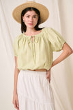 Mittoshop Linen Two-Way Short Sleeve Crop Blouse - felvior
