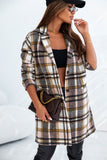 Plaid Longline Jacket with Pockets - felvior