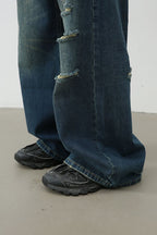 Men's Distressed Wide Leg Jeans