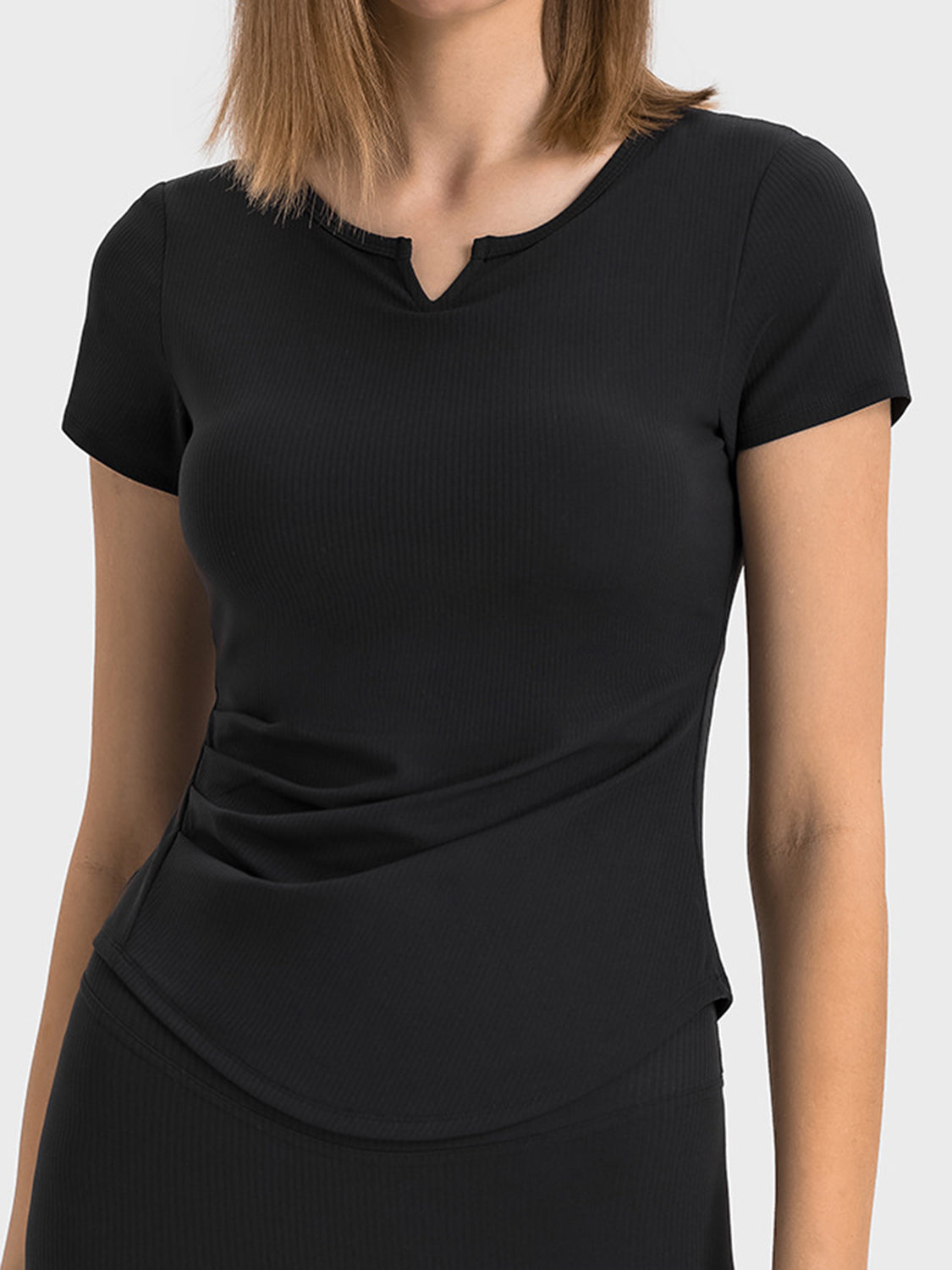 Millennia Notched Short Sleeve Active T-Shirt - felvior