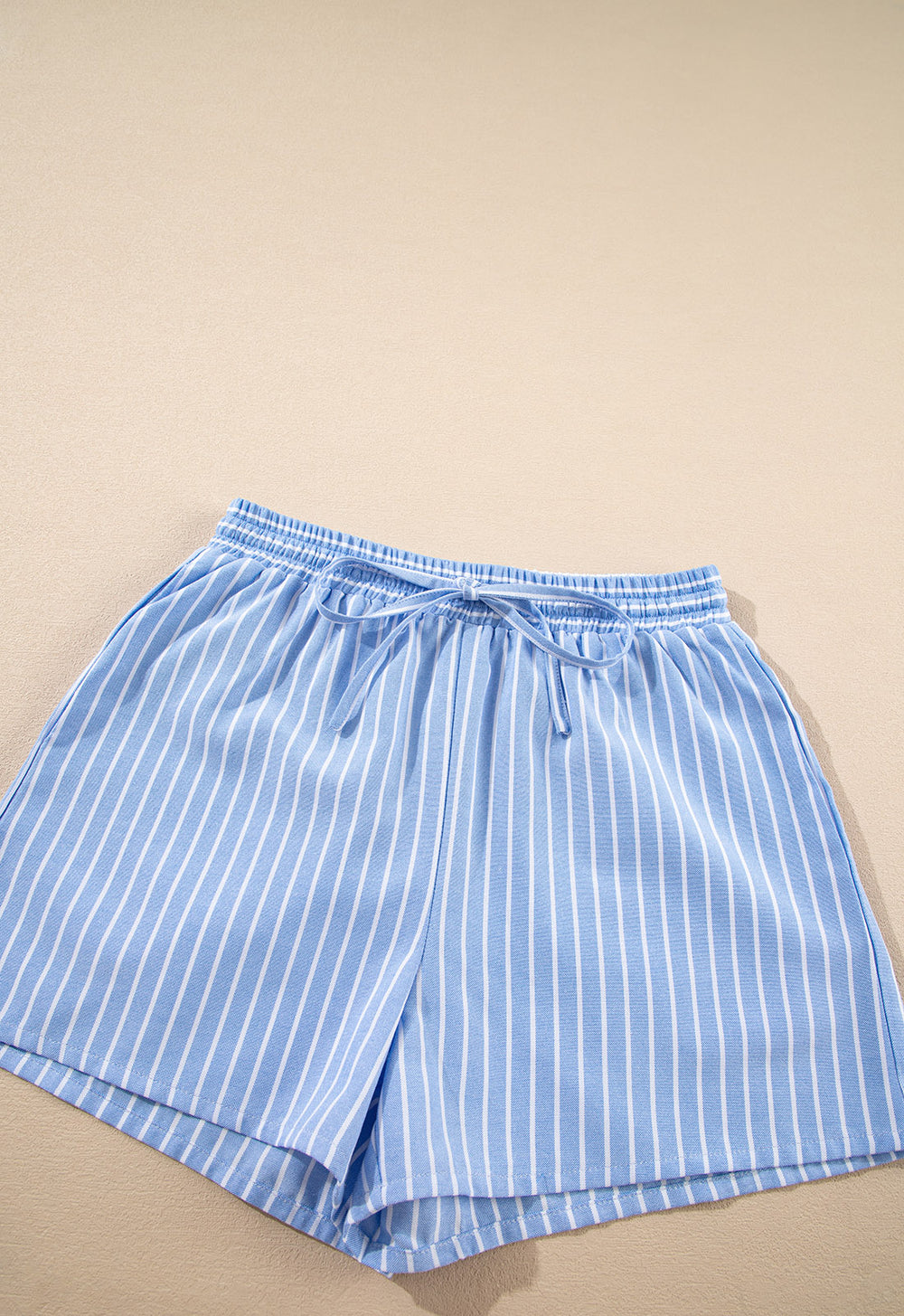 Striped Bowknot Detail Puff Sleeve Top and Shorts Set