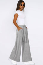 Tied Pocketed Wide Leg Pants