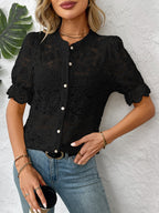 Button Down Half Sleeve Lace Shirt
