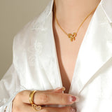 Titanium Steel Bow Pendant Necklace - felvior