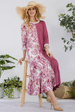 Celeste Full Size Contrast Tie Dye Ruffled Midi Dress Plus Size - felvior