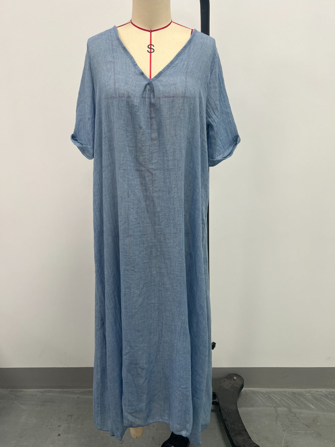 Full Size V-Neck Short Sleeve Midi Dress Plus Size