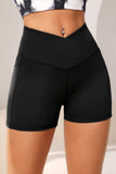 Wide Waistband Active Shorts with Pocket - felvior