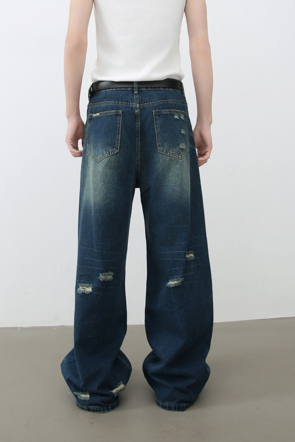 Men's Distressed Wide Leg Jeans Zweitbild
