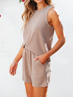 Round Neck Sleeveless Top and Shorts Set