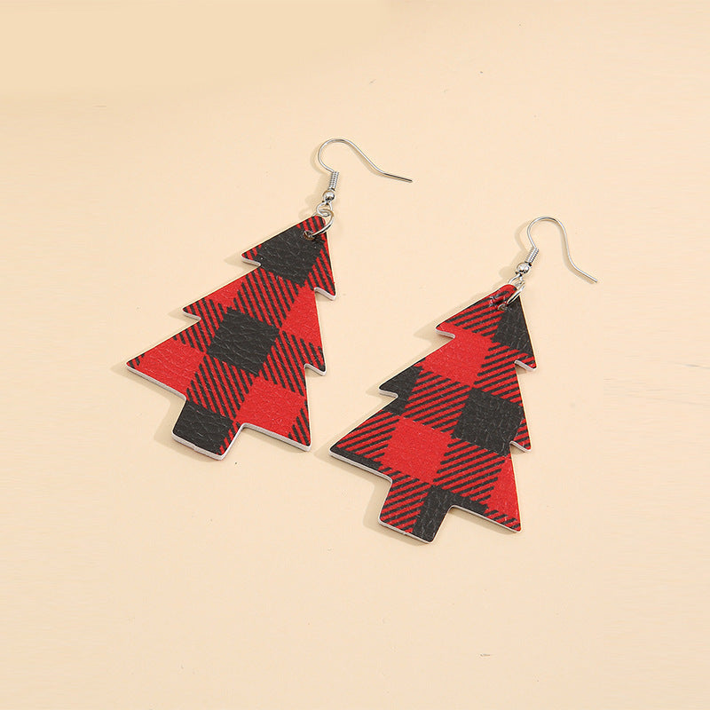 Christmas Tree PU Leather Dangle Earrings - felvior