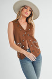 Aemi + Co Heart Rivet Detail Suede Vest Coat - felvior