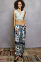 POL Floral Printed Woven Wide Leg Drawstring Pants