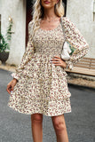 Devine Smocked Flounce Sleeve Ruffled Dress - felvior
