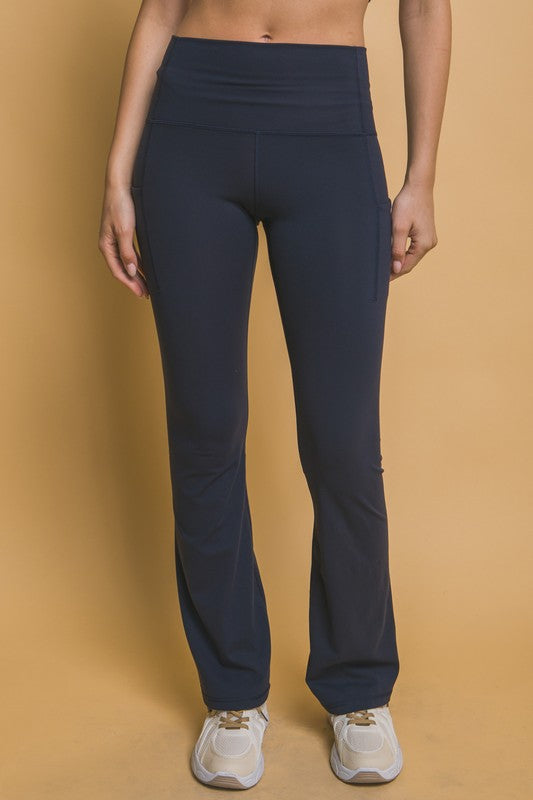 Love Tree High Waist Flare Active Leggings with Side Pockets - felvior