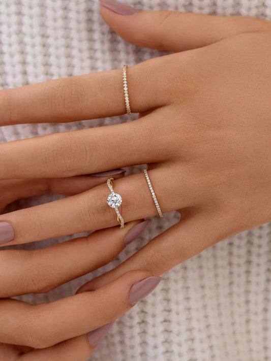 925 Sterling Silver Inlaid Zircon Ring - felvior