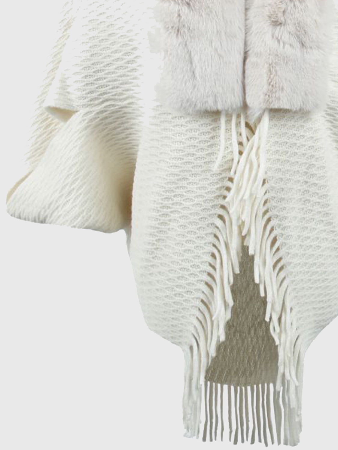Open Front Fringe Hem Poncho - felvior