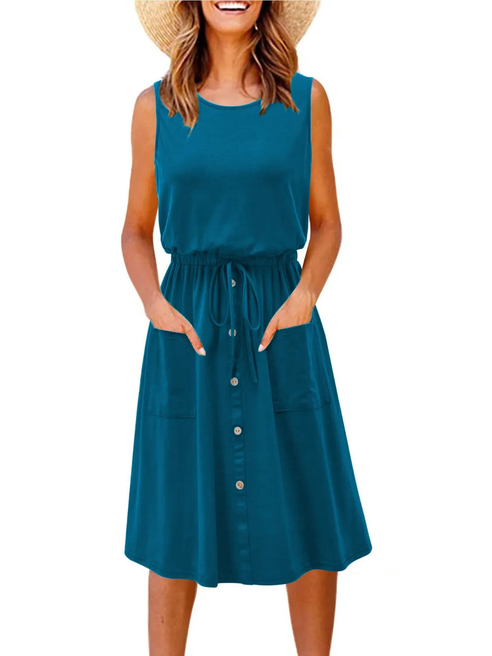 Full Size Round Neck Sleeveless Tank Dress Plus Size