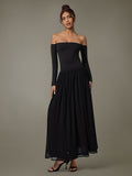 Off Shoulder Long Sleeve Maxi Dress - felvior