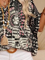 Printed V-Neck Half Sleeve Top