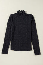 Lace Mock Neck Long Sleeve Blouse