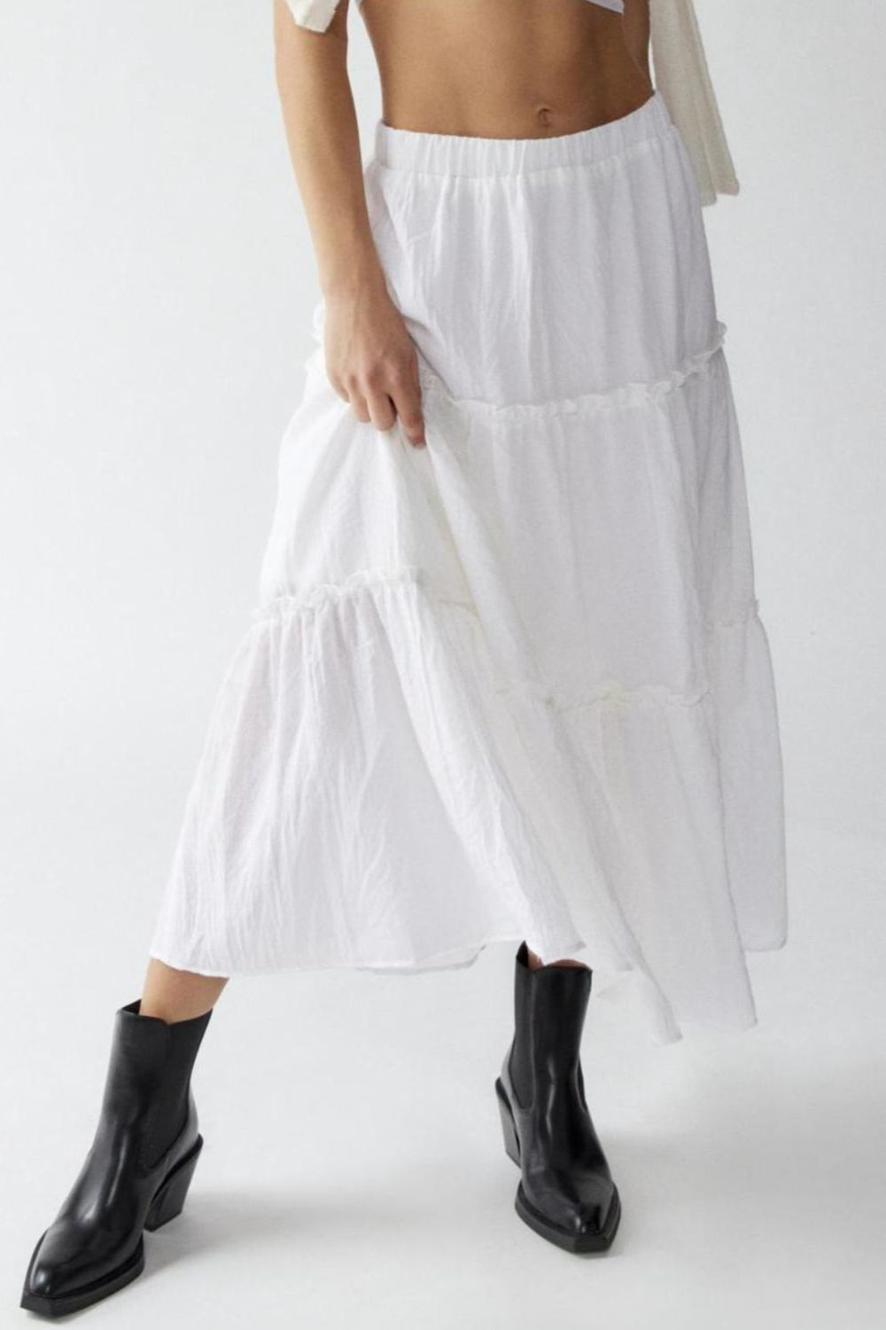 Frill Elastic Waist Skirt - felvior