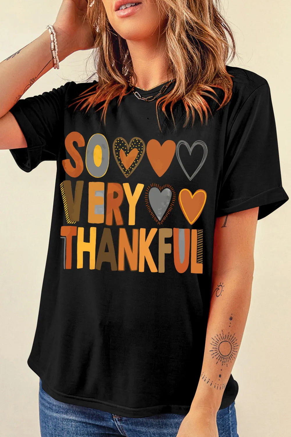 Letter Graphic Round Neck Short Sleeve T-Shirt - felvior