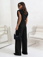 Slit Ruched Top and Wide Leg Pants Set