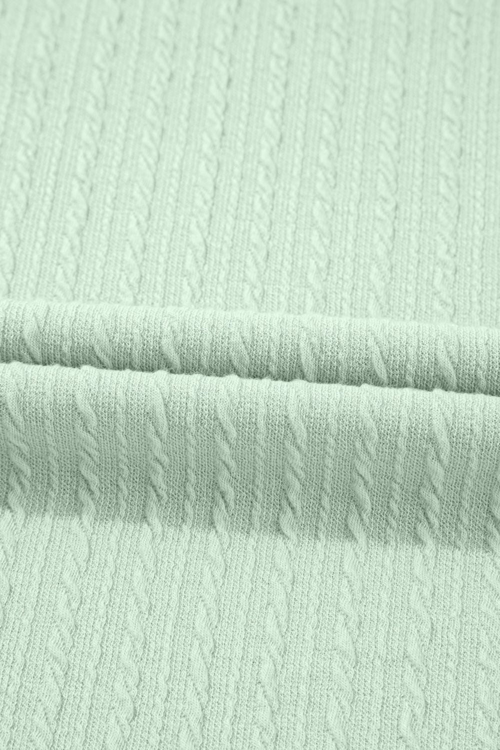 Textured Round Neck Short Puff Sleeve Top