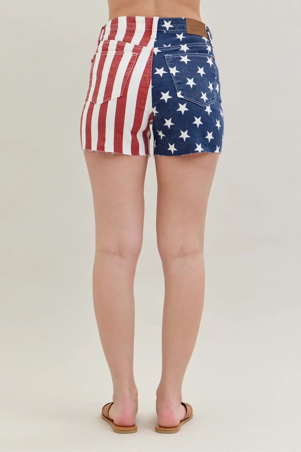 Judy Blue Full Size High Waist Americana Flag Fray Hem Shorts Plus Size