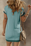 Textured Round Neck Short Sleeve Dress - felvior