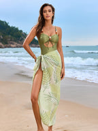 Cutout Sweetheart Neck One-Piece Swimwear and Cover-Up Swim Set