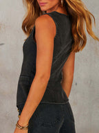 Button Down Denim Vest