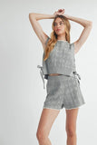 MABLE Side Tie Detail Knit Vest and Shorts Set - felvior