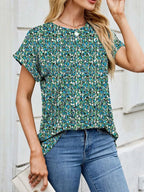 Printed Round Neck Short Sleeve Top