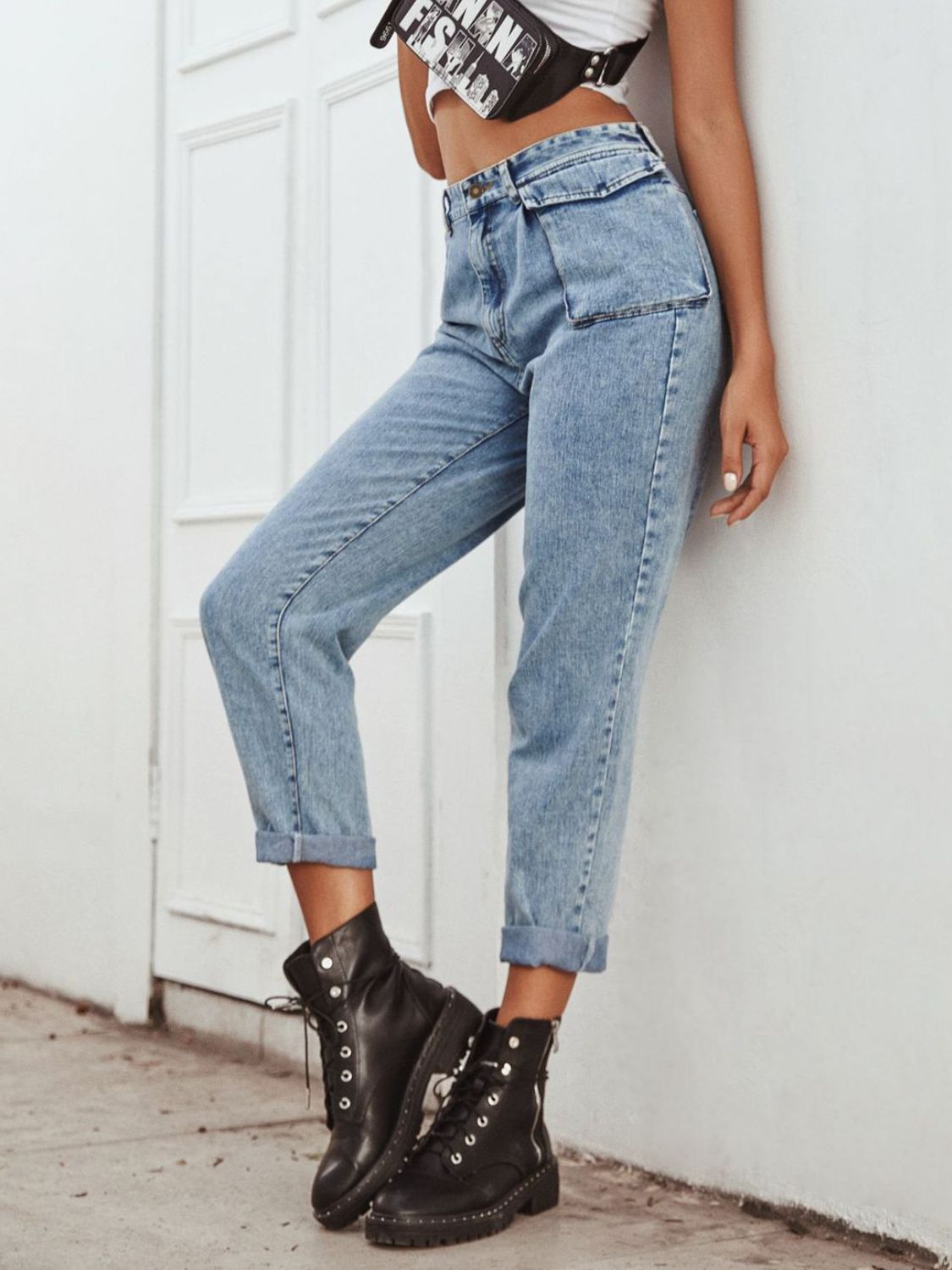 High Waist Straight Leg Jeans - felvior