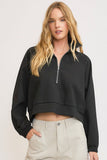 Umgee Full Size Half Zip Cropped Sweatshirt Plus Size - felvior