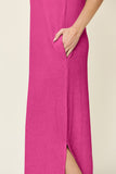Double Take Full Size Texture Mock Neck Sleeveless Maxi Dress - felvior