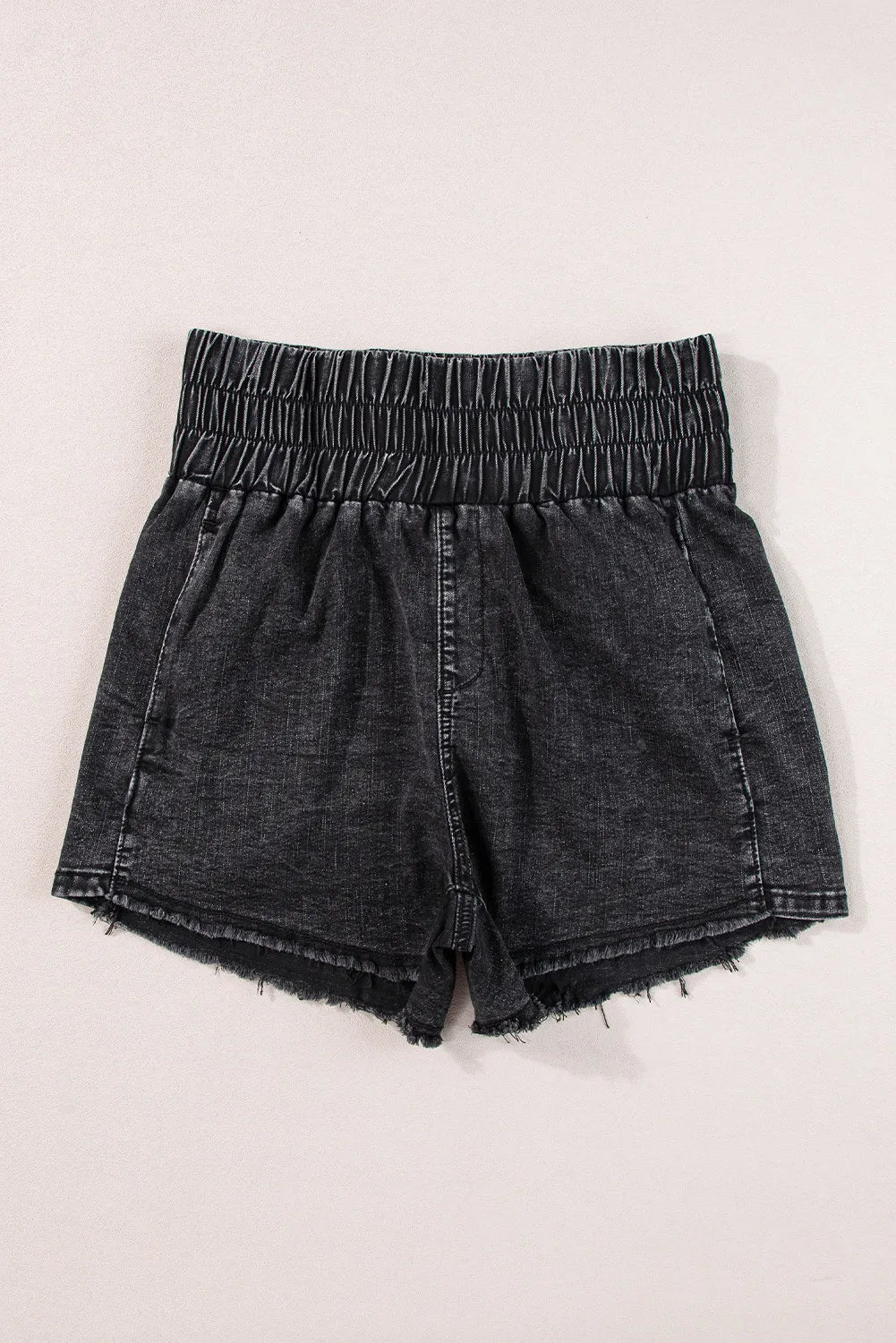 High Waist Raw Hem Denim Shorts - felvior