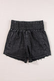 High Waist Raw Hem Denim Shorts - felvior