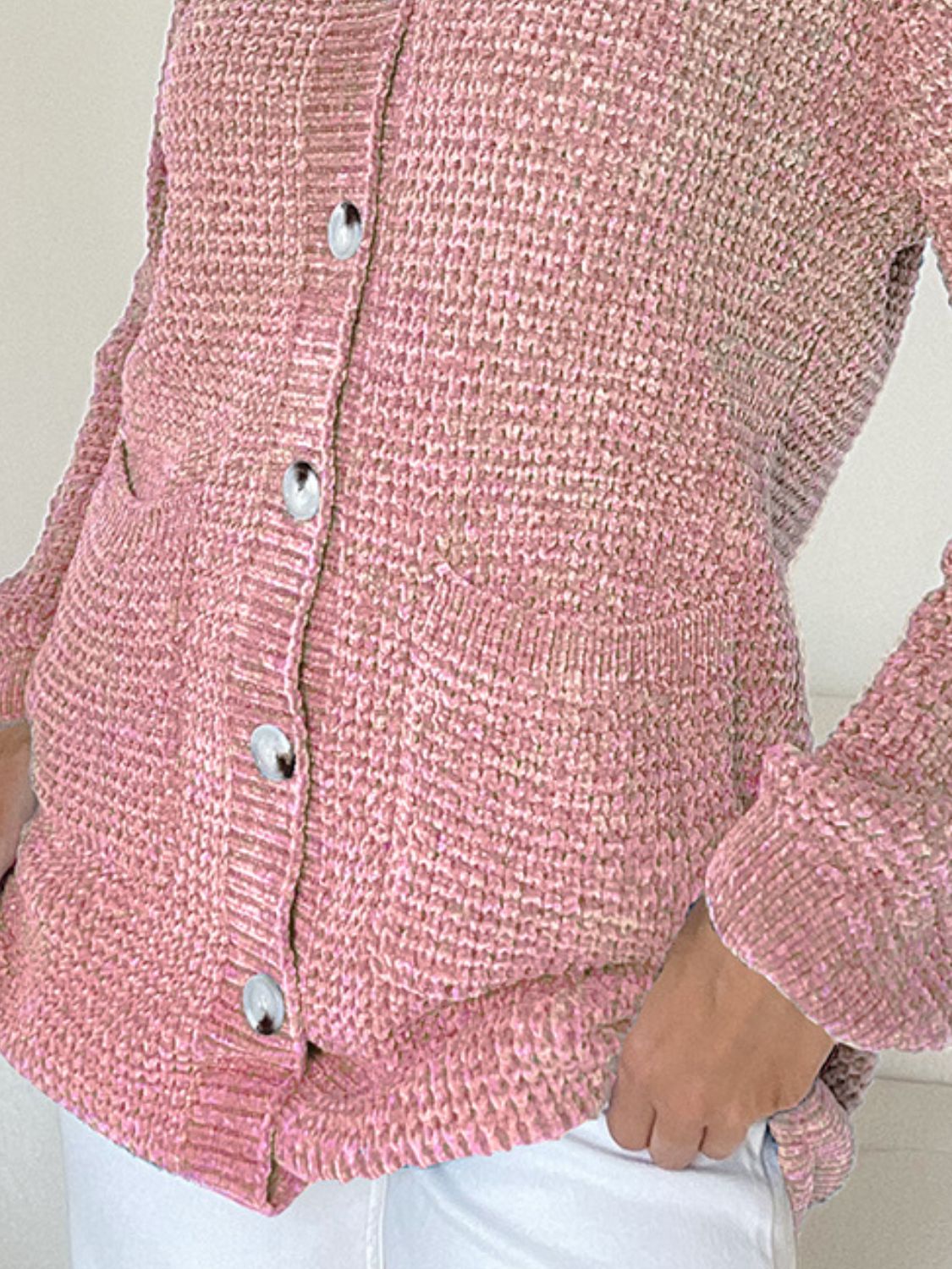Pocketed V-Neck Button Up Cardigan - felvior
