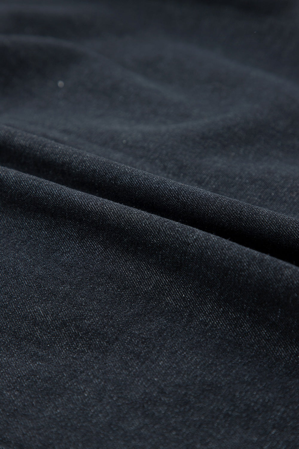 Button Down Raw Hem Ruffled Denim Shirt