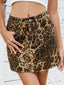 Raw Hem Leopard Denim Skirt