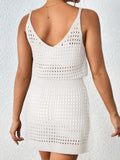 Openwork V-Neck Sleeveless Cover Up Dress - felvior