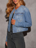 Snap Down Dropped Cargo Denim Jacket - felvior