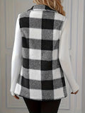 Plaid Button Up Vest Coat - felvior