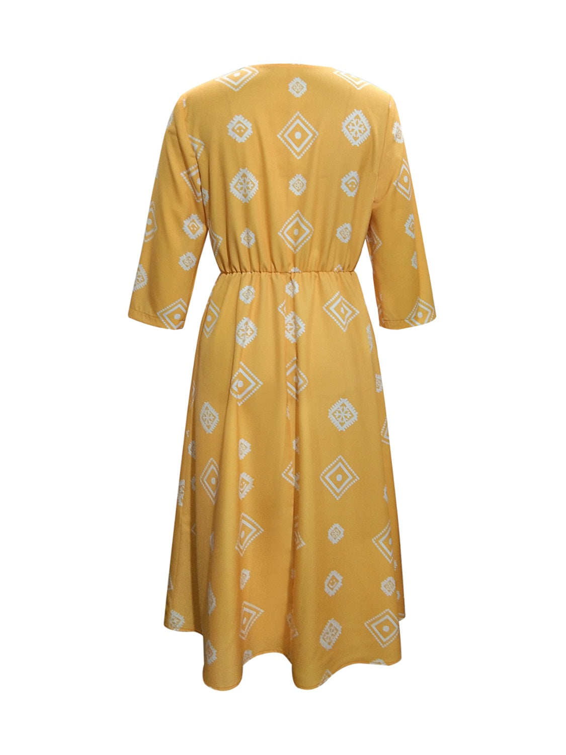 Geometric Notched Neck Dress - felvior