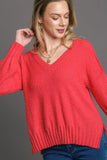 Umgee Full Size Dropped Shoulder Side Slit Sweater Plus Size - felvior